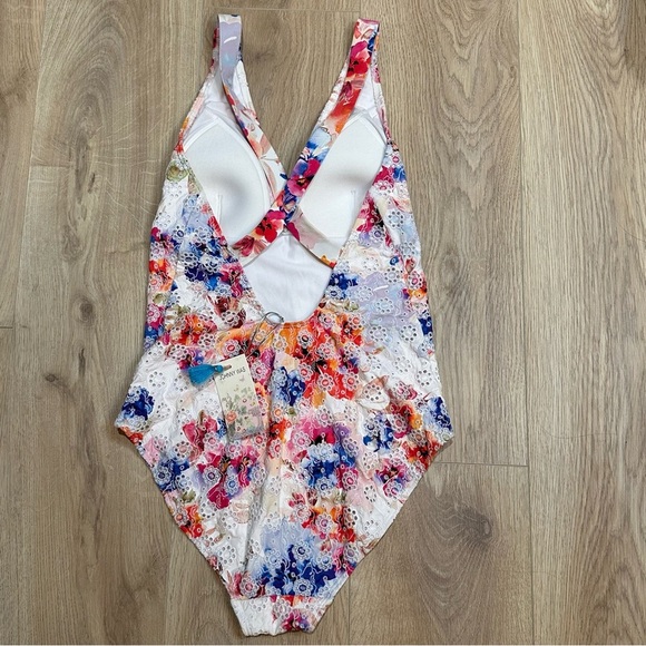 Johnny Was Swimsuit Summer Days Eyelet Crossback One Piece Sz S Boho Summer NWT - Picture 4 of 11